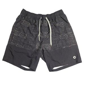 Vuori KORE Shorts Lined Large Gray & White Dot Splatter - Inseam 7” - EUC